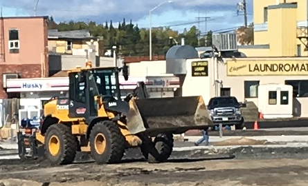 heavy equipment parked in a construction zone